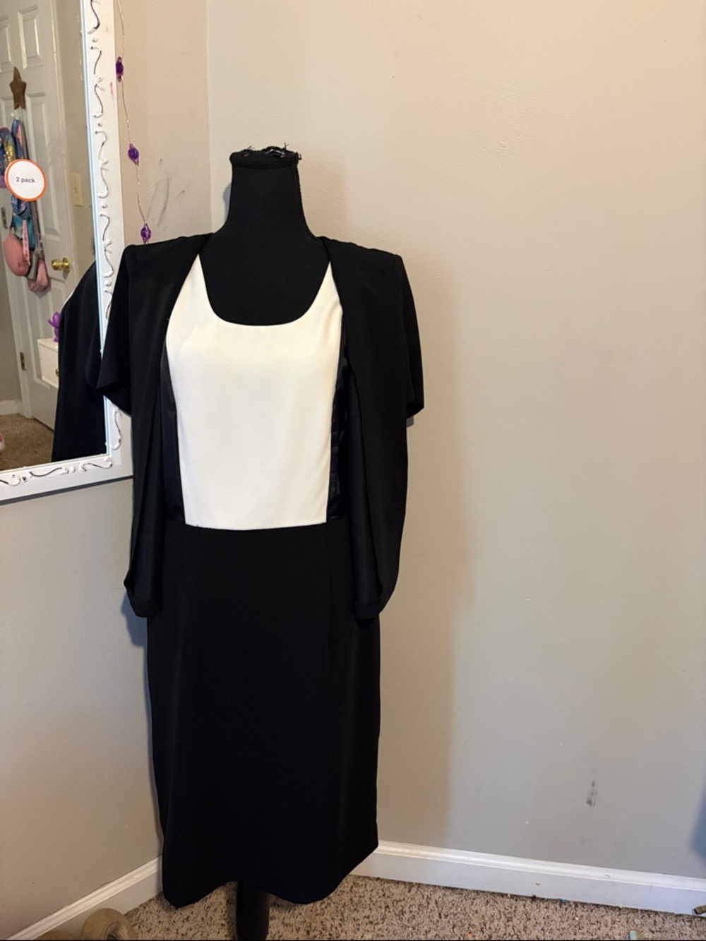 Classic Black Women's Skirt Suit - Short Sleeve Jacket and Skirt